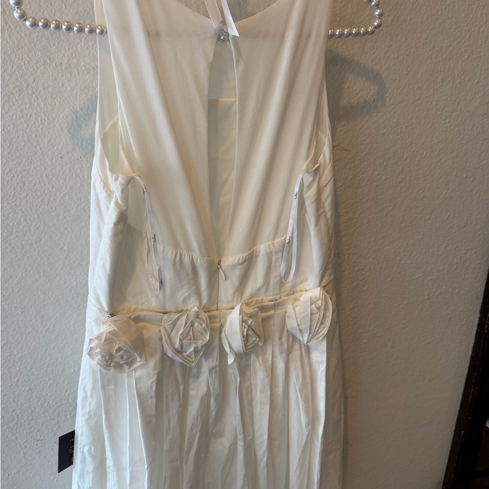 Lulu's NWT Chic Flourish White Rosette Train Mini Dress Womens Medium New - Picture 8 of 13